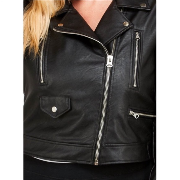 ✨2X HP✨ Plus Size Black Leather Moto Jacket - Picture 5 of 8
